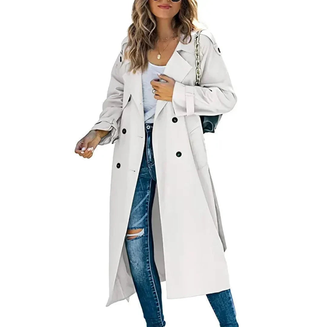 Women's Elegant Long Trench Coat-Fashinly