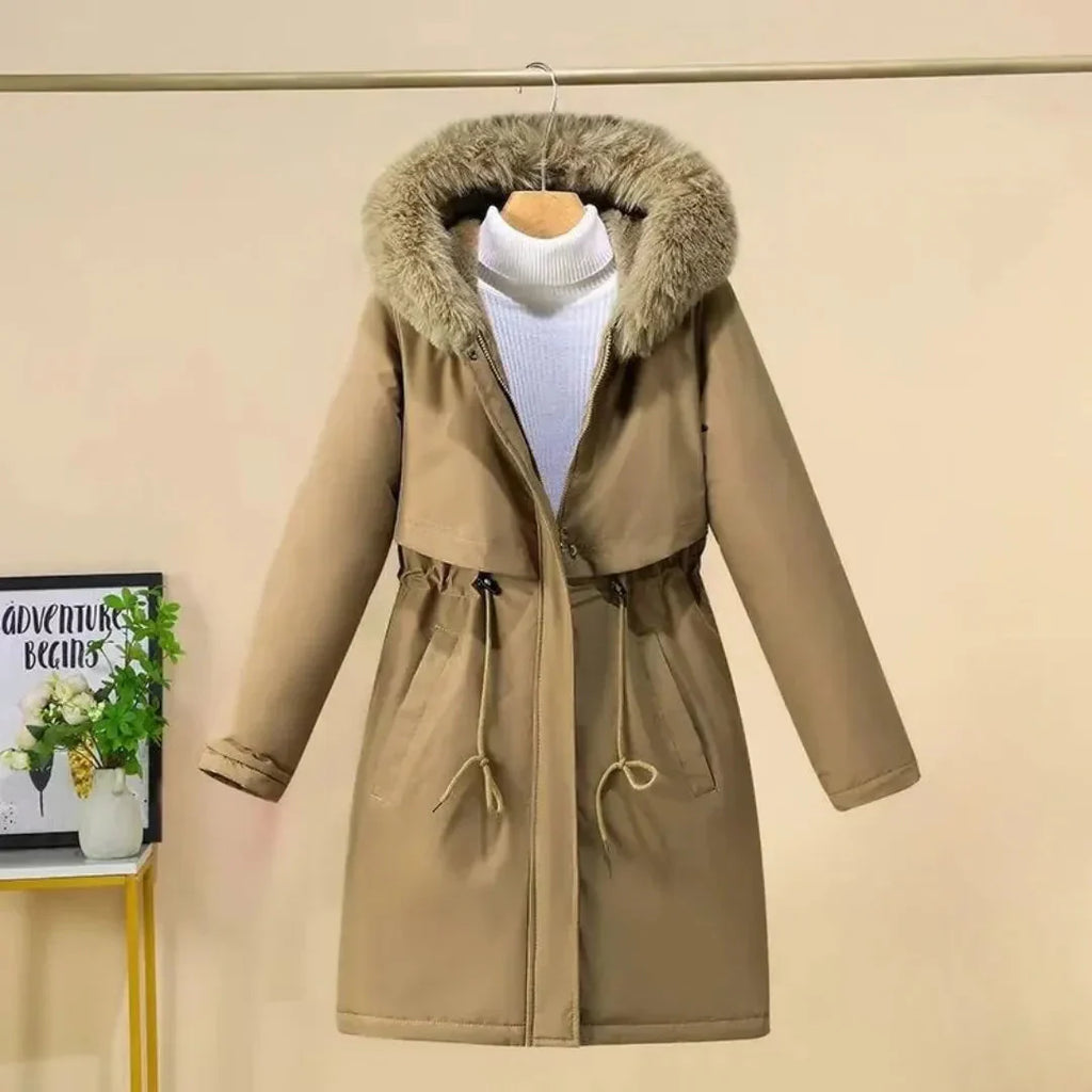 Women's Long Hooded Faux Fur Winter Coat-Fashinly