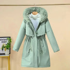 Women's Long Hooded Faux Fur Winter Coat-Fashinly
