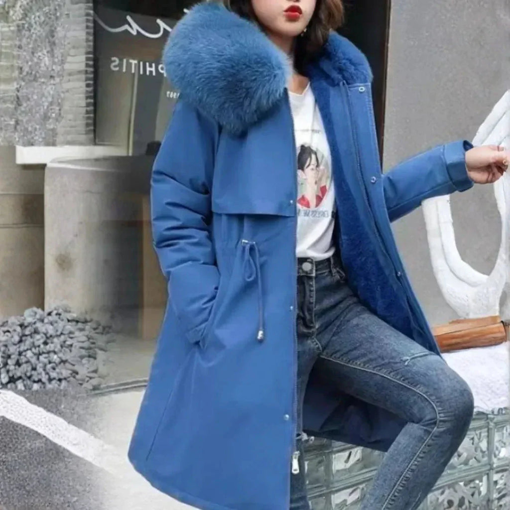 Women's Long Hooded Faux Fur Winter Coat-Fashinly