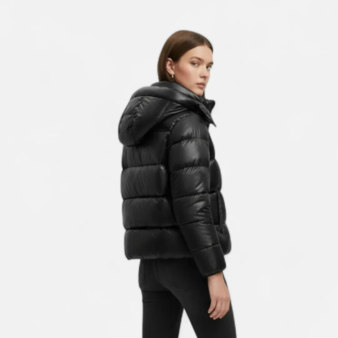 Women's Slim Quilted Hooded Puffer Jacket-Fashinly