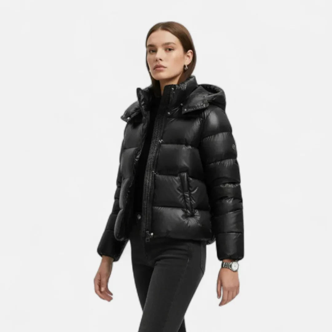 Women's Slim Quilted Hooded Puffer Jacket-Fashinly