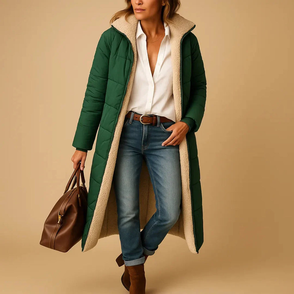 Women's Longline Quilted Puffer Coat-Fashinly