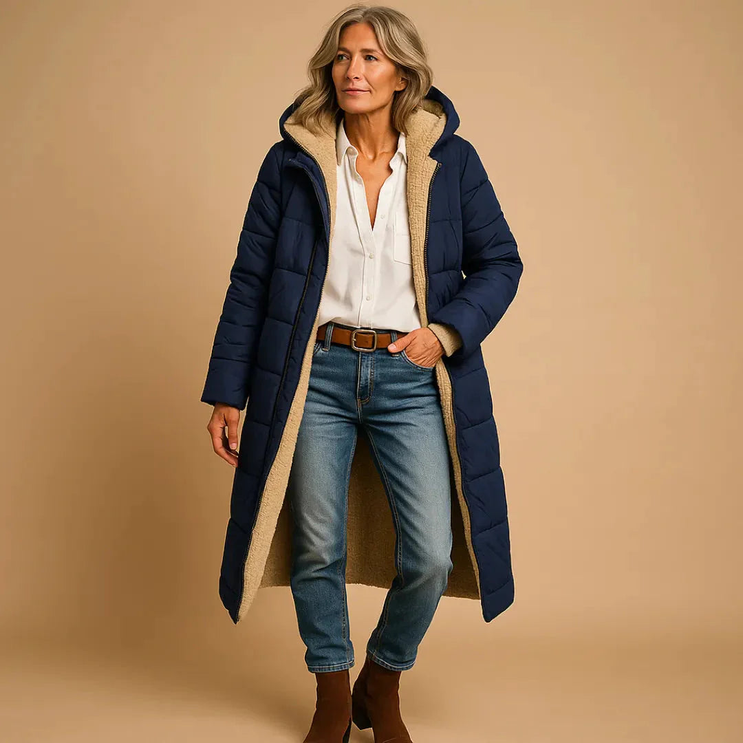 Women's Longline Quilted Puffer Coat-Fashinly