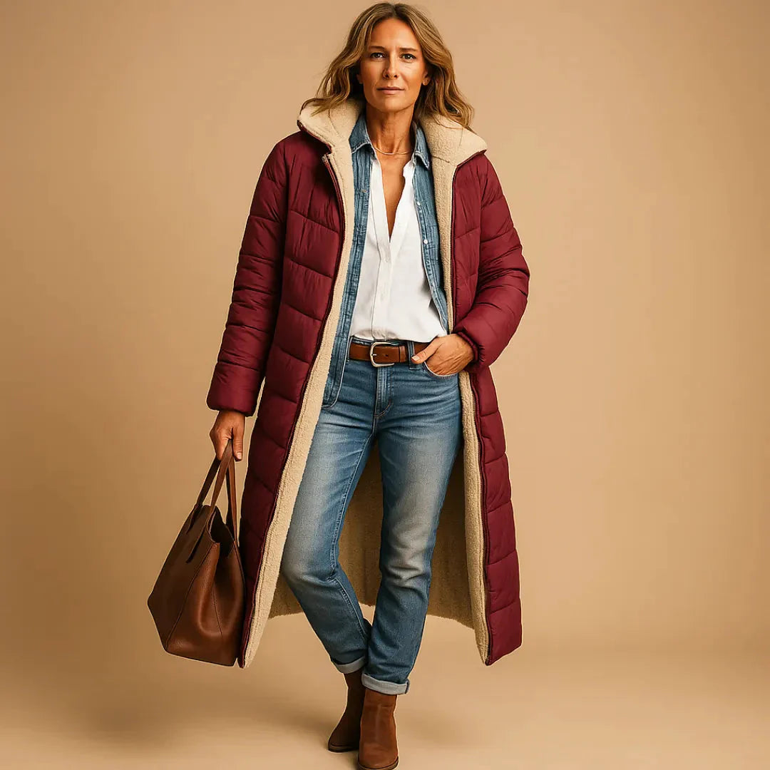 Women's Longline Quilted Puffer Coat-Fashinly