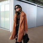 Women's Cozy Plush Teddy Long Coat-Fashinly