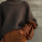 Women's Turtleneck Sweater in Ribbed Knit-Fashinly