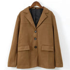 Women's Brown Suede Tailored Jacket-Fashinly