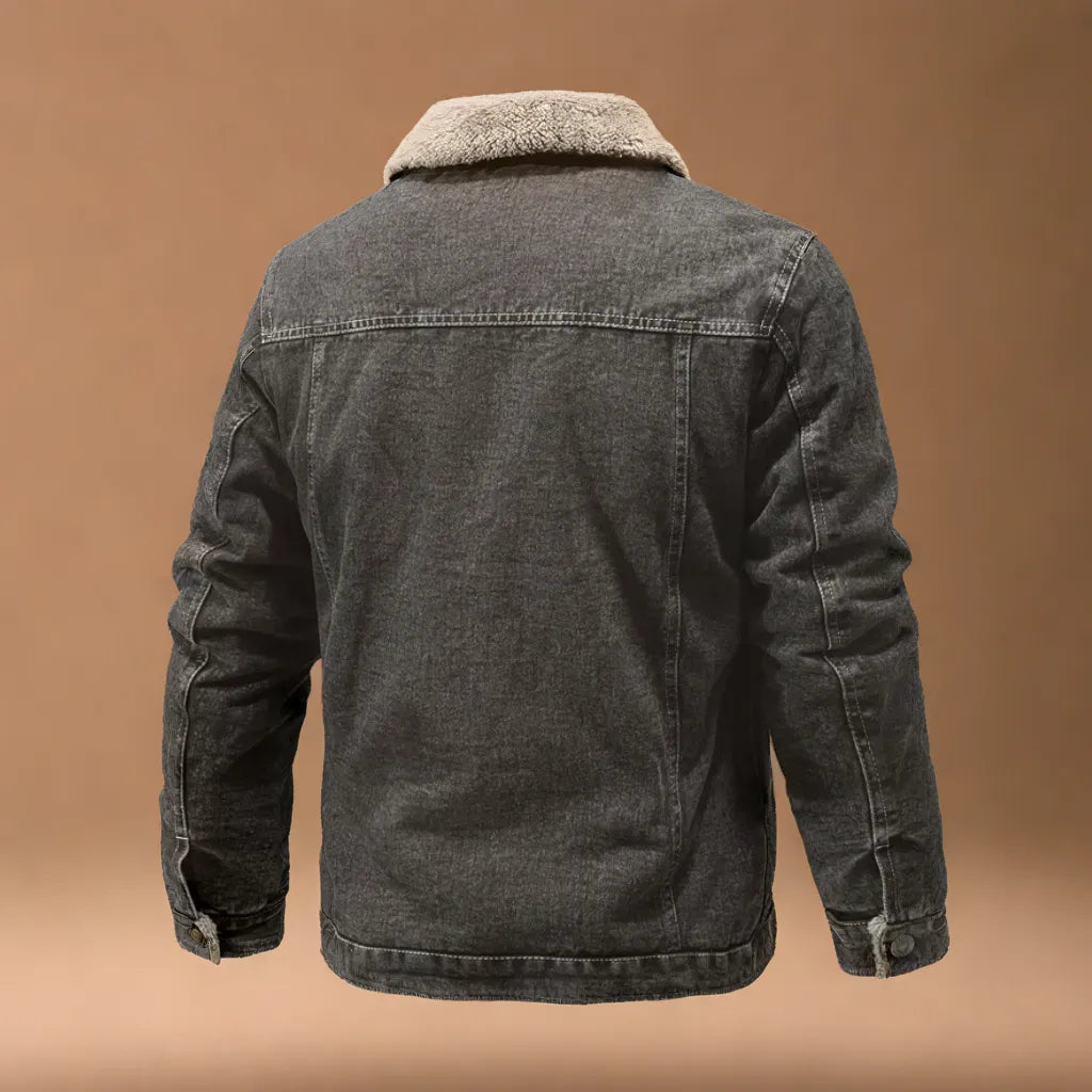Men's Fleece-Lined Denim Jacket-Fashinly