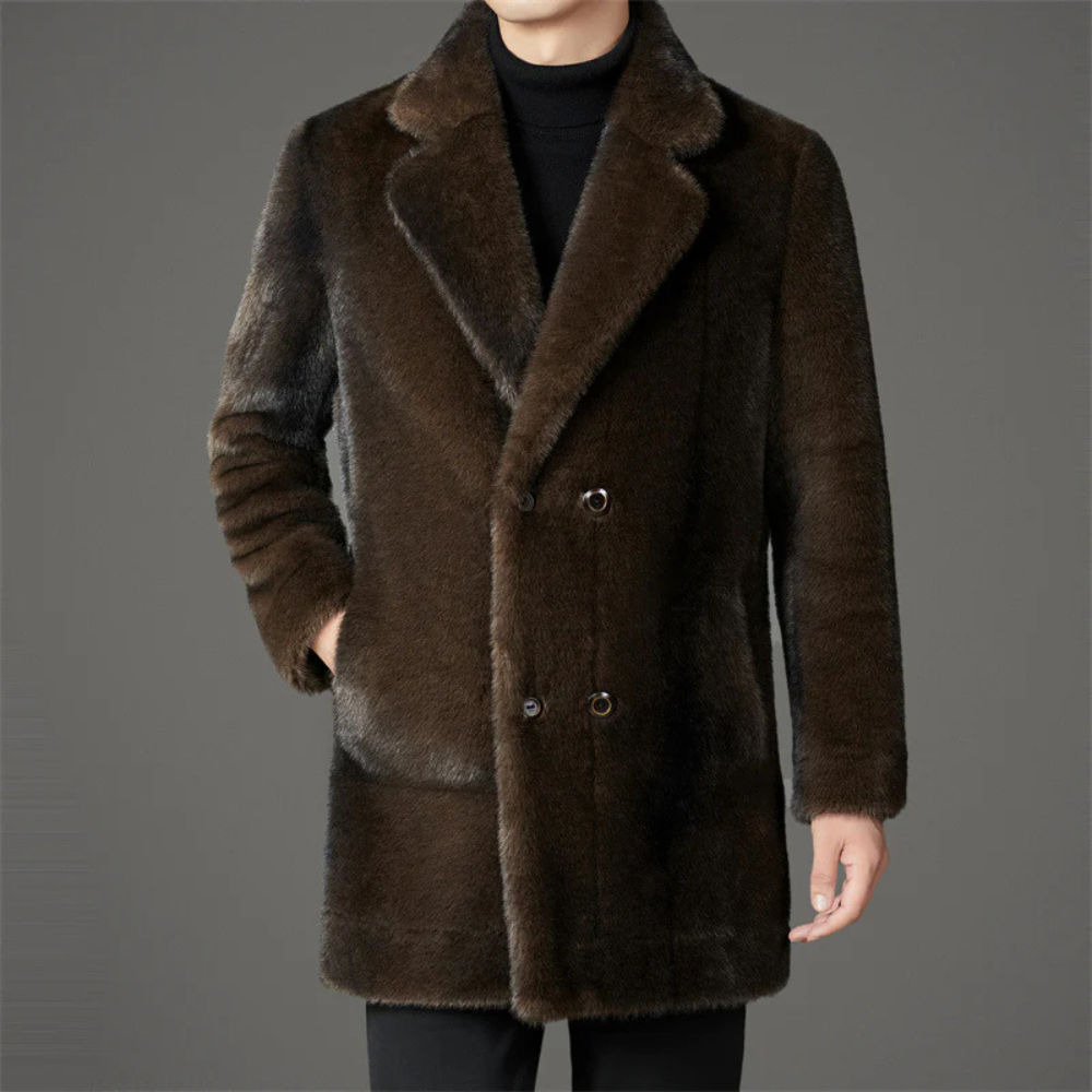 Men's Faux Fur-Lined Winter Coat-Fashinly