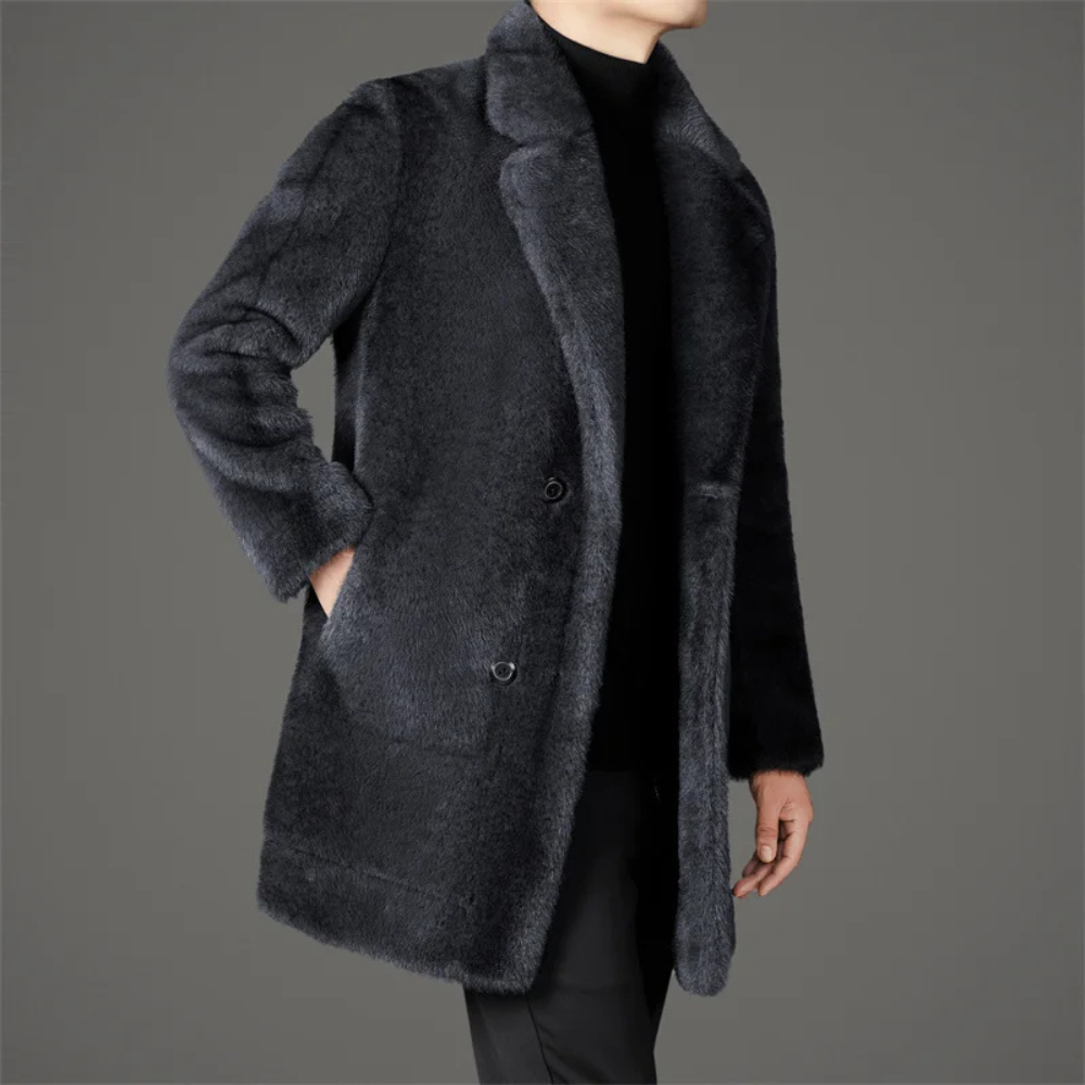 Men's Faux Fur-Lined Winter Coat-Fashinly
