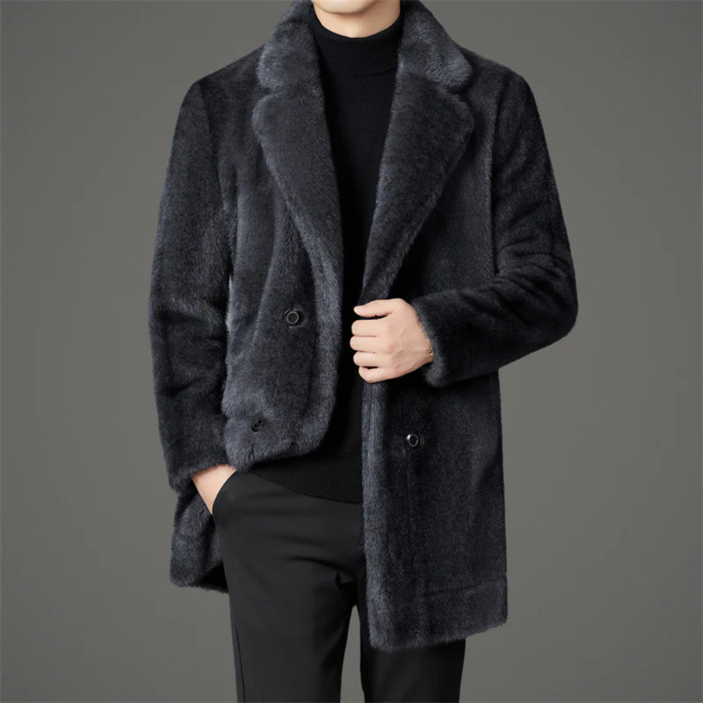 Men's Faux Fur-Lined Winter Coat-Fashinly