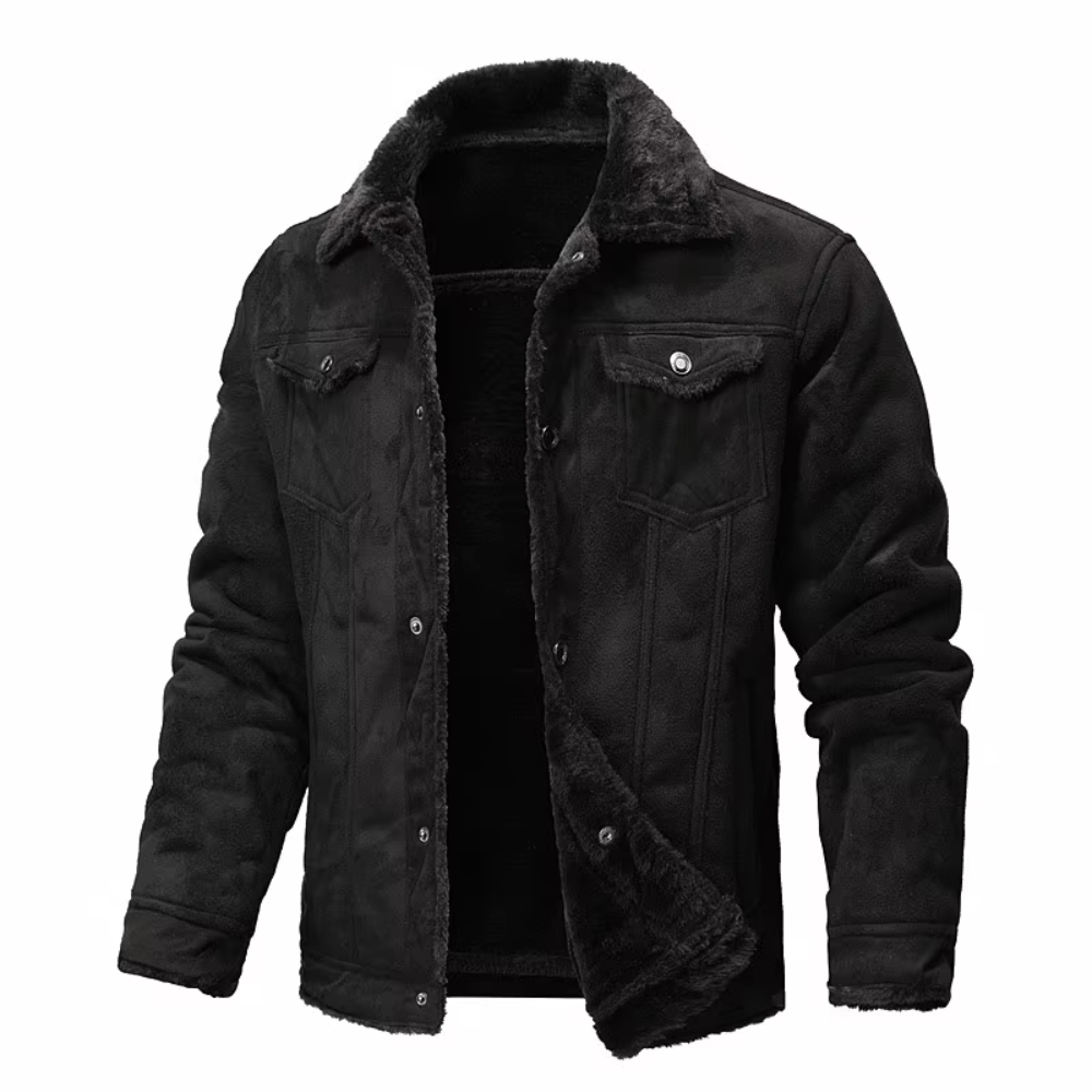 Men's Suede Faux Leather Jacket-Fashinly