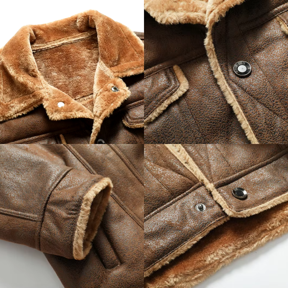 Men's Suede Faux Leather Jacket-Fashinly