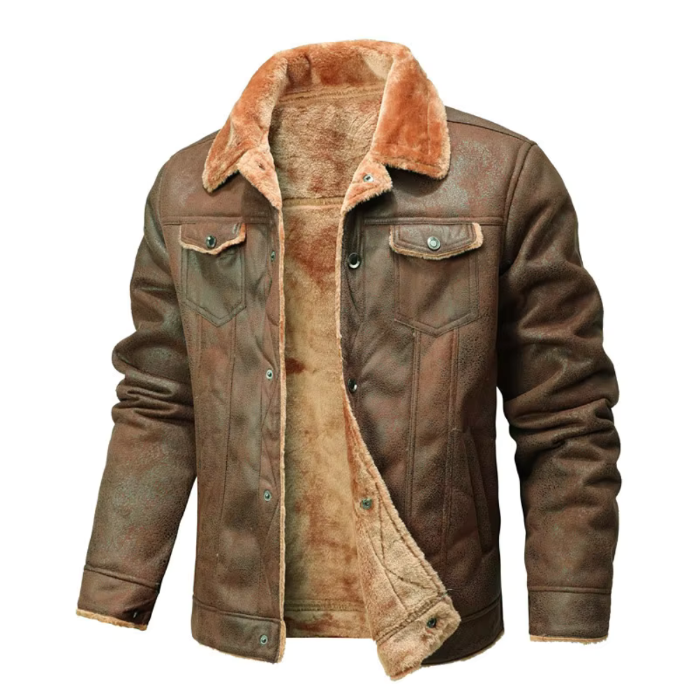 Men's Suede Faux Leather Jacket-Fashinly