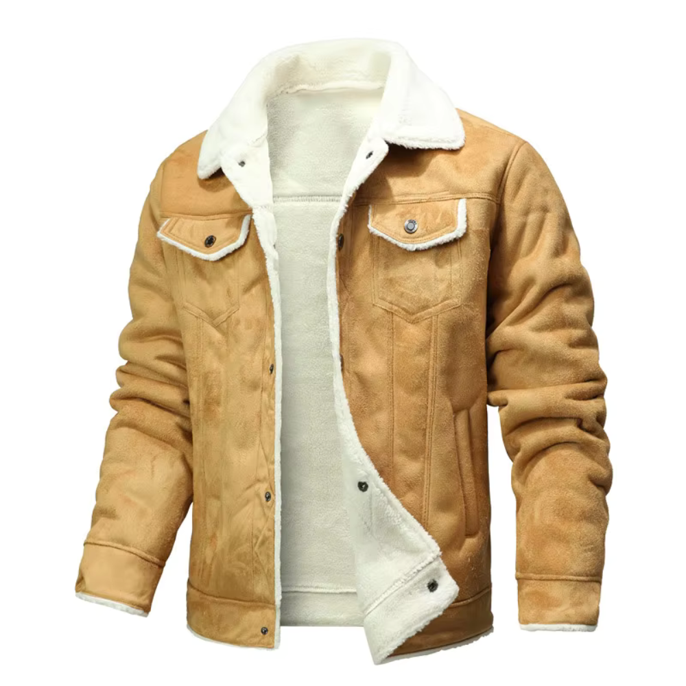 Men's Suede Faux Leather Jacket-Fashinly